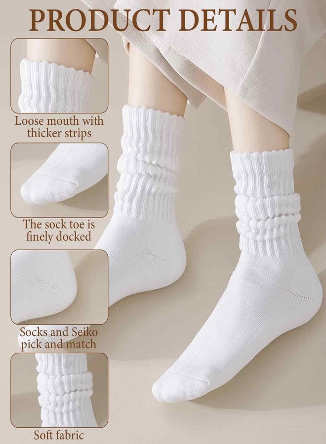 Gaahkai 6 Pairs High White Socks Women, Long Scrunch Tube Socks 5-8 Size - Image 3